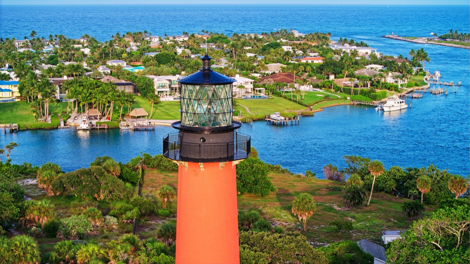 Aerial view of the Jupiter Inlet Lighthouse